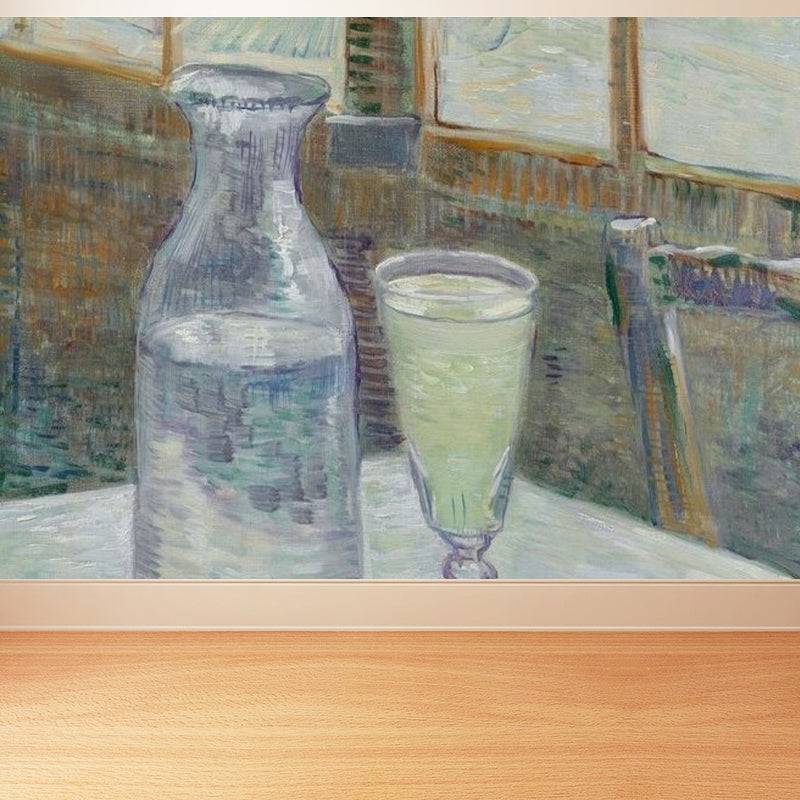 Vitreous Utensil Mural Wallpaper Gray Contemporary Wall Covering for Living Room