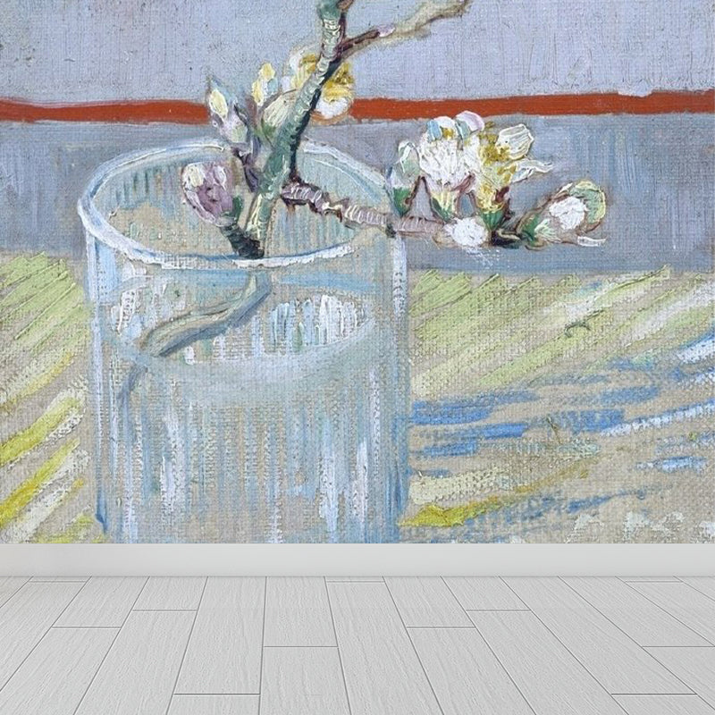 Modern Flower Branch Mural Wallpaper Soft Color Florentine Scenery Wall Covering