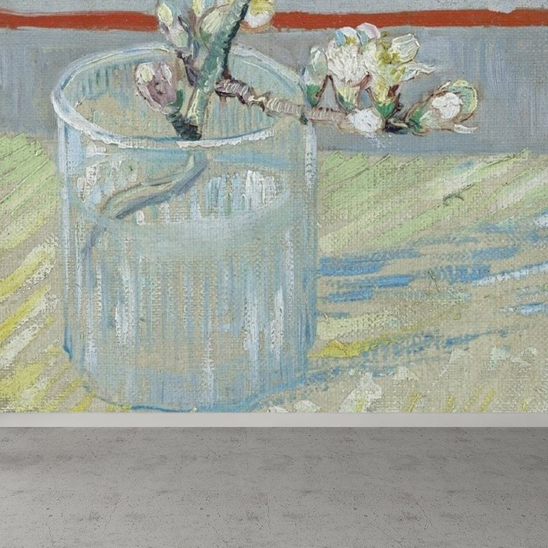 Modern Flower Branch Mural Wallpaper Soft Color Florentine Scenery Wall Covering