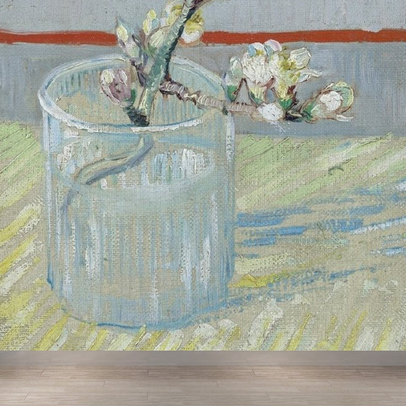 Modern Flower Branch Mural Wallpaper Soft Color Florentine Scenery Wall Covering