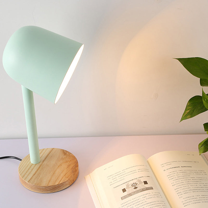 Weiß/blau/grün -gewölbter Lesebuch Light Minimalism Style 1 Light Metallic Schreibtischlampe mit Holzbasis