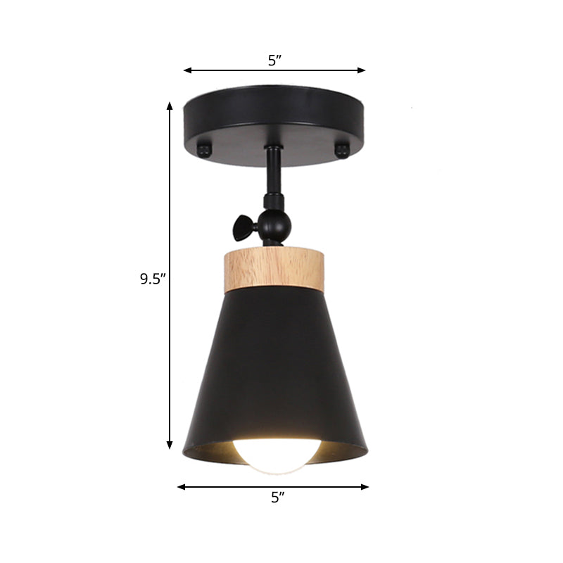 Plafoniera da incasso con paralume affusolato regolabile Plafoniera modernista in metallo a 1 luce nero/bianco