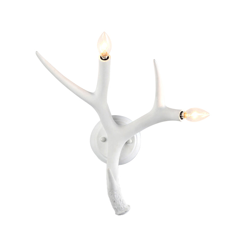 Hars Antler -vormige wand SCONCE Hedendaagse stijl 2 Lichten witte wandverlichting voor restaurant