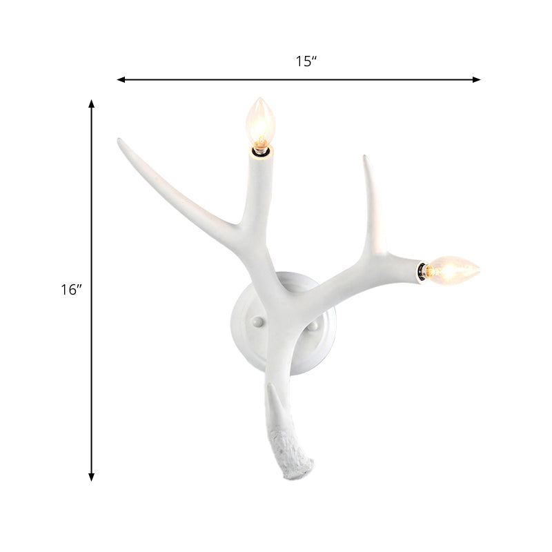 Hars Antler -vormige wand SCONCE Hedendaagse stijl 2 Lichten witte wandverlichting voor restaurant
