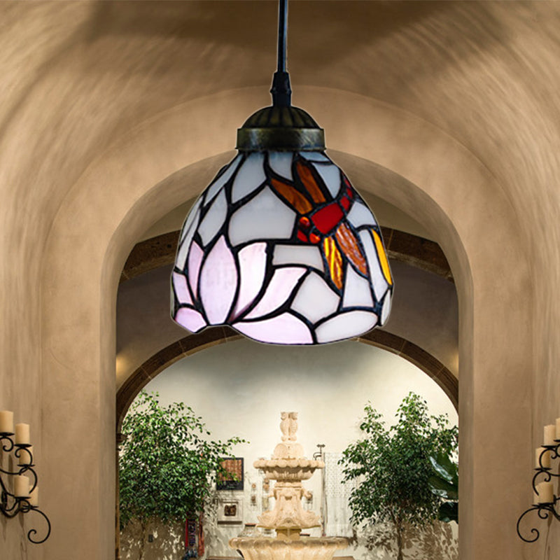 Fissatura della sala da pranzo Tiffany, lampada a sospensione a soffitto in vetro macchiato di vetro
