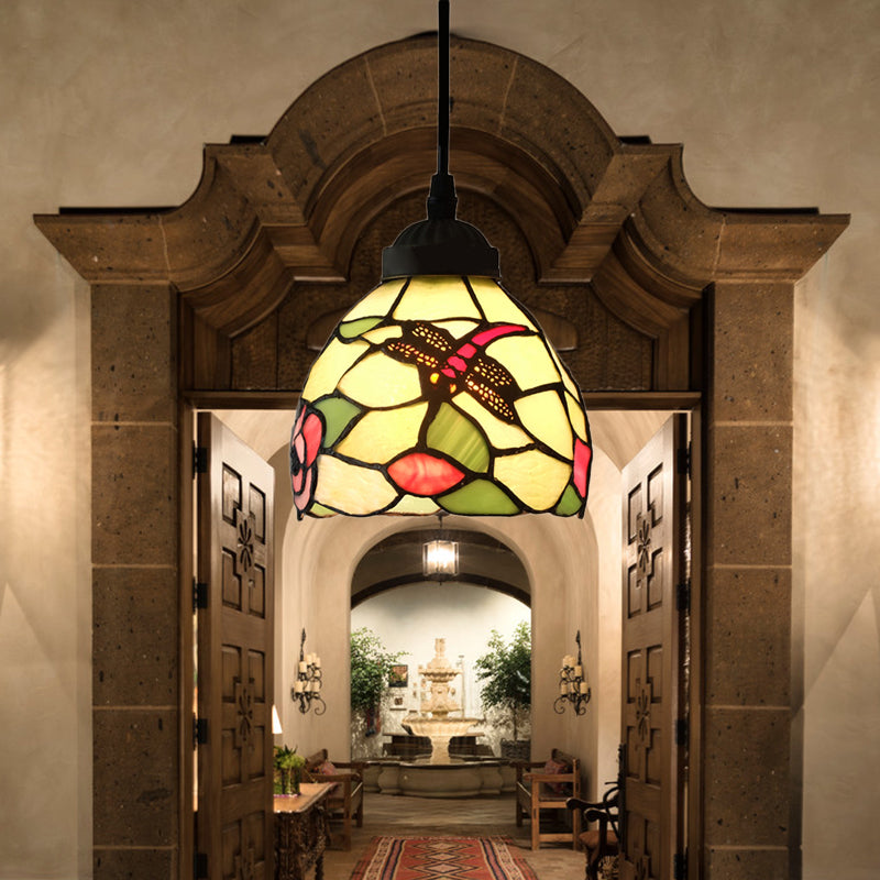 Dining Room Lighting Fixtures Tiffany, Stained Glass Dragonfly Ceiling Pendant Lamp