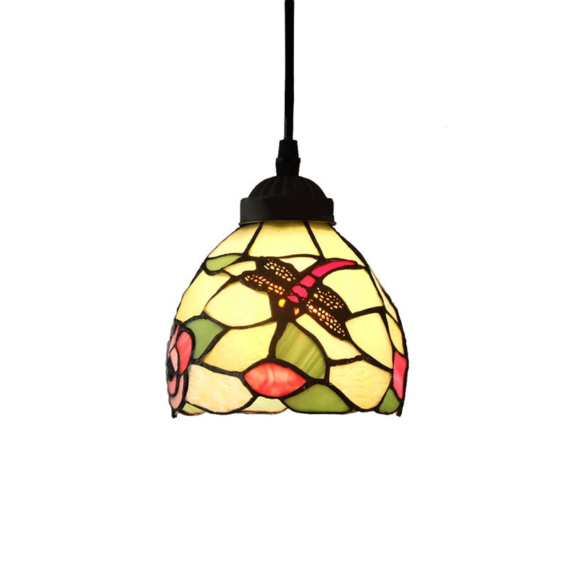 Dining Room Lighting Fixtures Tiffany, Stained Glass Dragonfly Ceiling Pendant Lamp