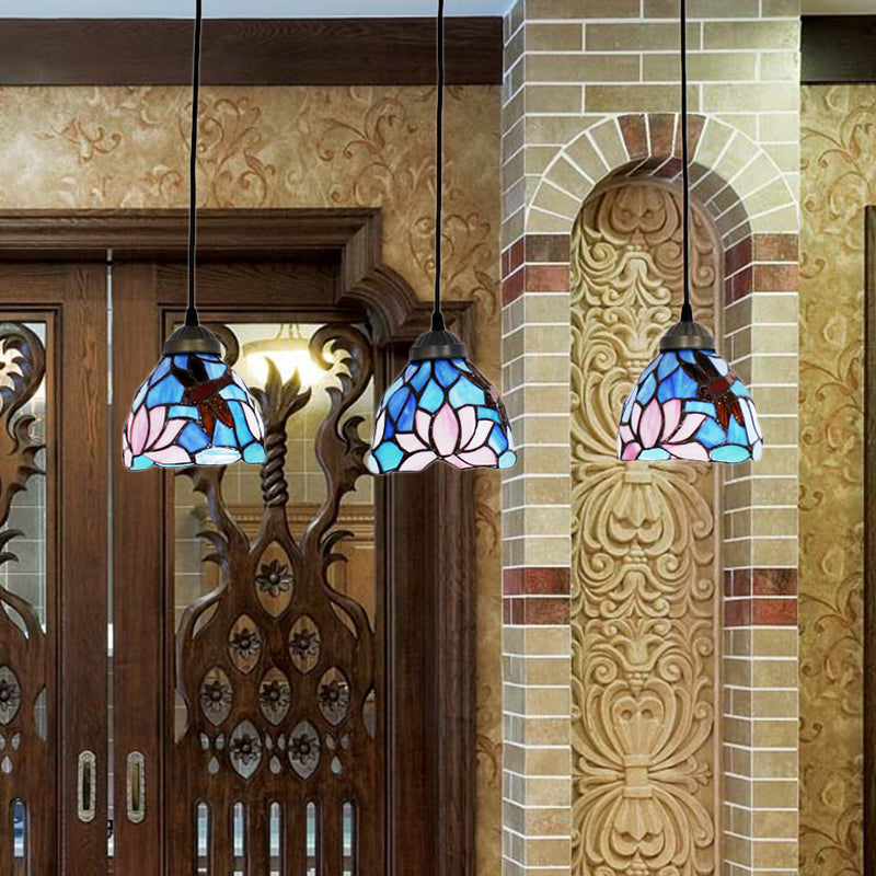 Hängende Lichter für Esstisch, 3-Licht-Libelle Lineare Deckenlager mit Kunstglasschatten