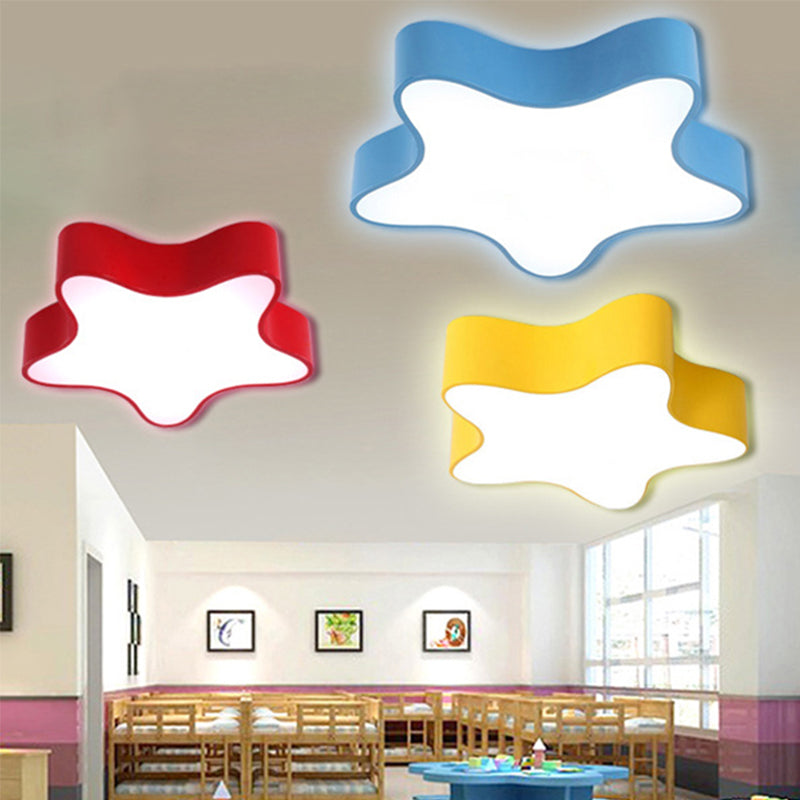 Boys Girls Bedroom Star Flush Ceiling Light Acrylic Contemporary Ceiling Lamp
