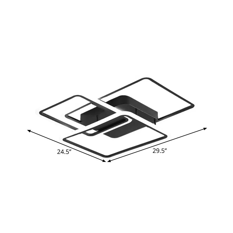 Rectangle and Square Bedroom Flush Mount Metallic LED Modernism Flushmount Lighting in Black (The customization will be 7 days)