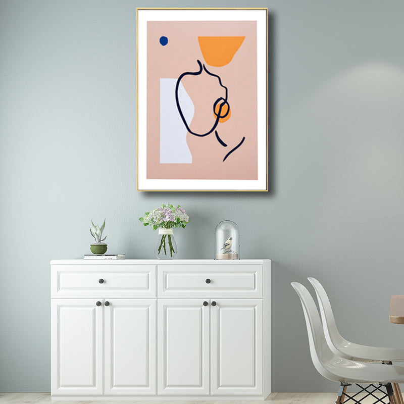 Minimalist Abstract Figure Drawing Art Print Pastel Color Textured Wall Decor for Home