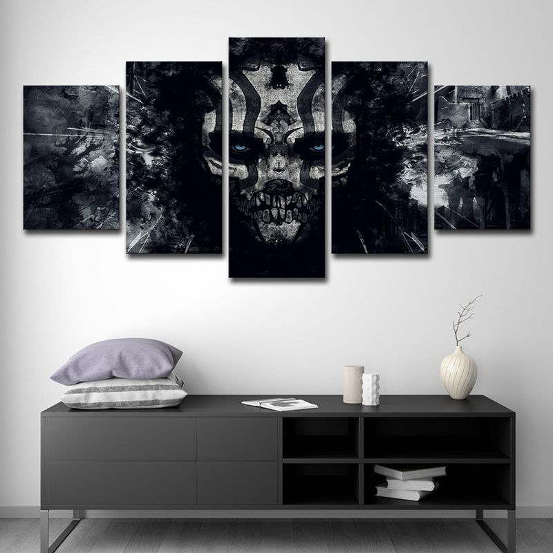 Black Death Skull Wall Art Decor Fantasy Kids Multi-Piece Canvas Print for Bedroom