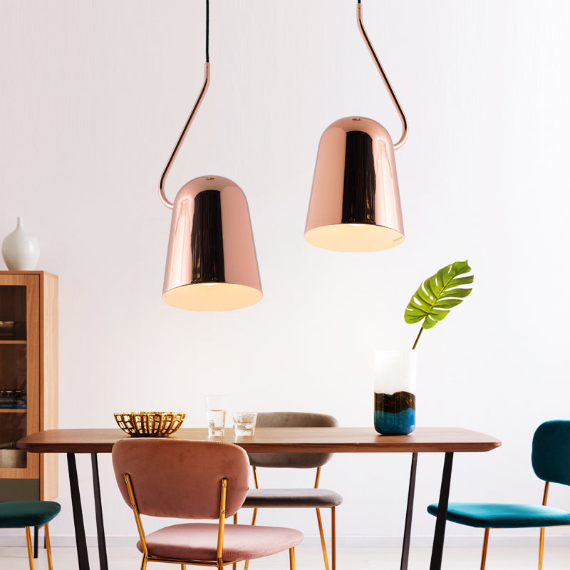 1 comedor ligero Luz colgante colgante con tono de metal Bell Lámpara de suspensión de estilo negro/blanco moderno