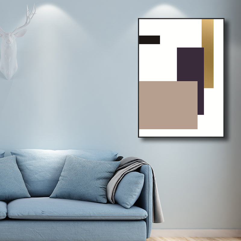 Nordischer geometrischer Leinwanddruck, mehrfarbig, strukturiert, Wandkunst, Dekor für Wohnzimmer