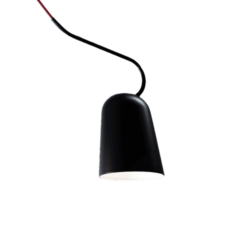 1 comedor ligero Luz colgante colgante con tono de metal Bell Lámpara de suspensión de estilo negro/blanco moderno