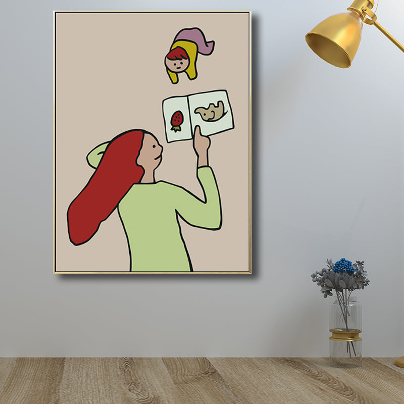Family Moments Drawing Wall Art Pastel Canvas Print Wall Decor, Textured Surface