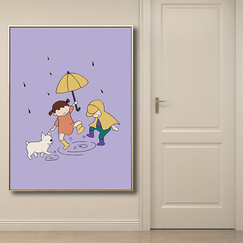 Family Moments Drawing Wall Art Pastel Canvas Print Wall Decor, Textured Surface