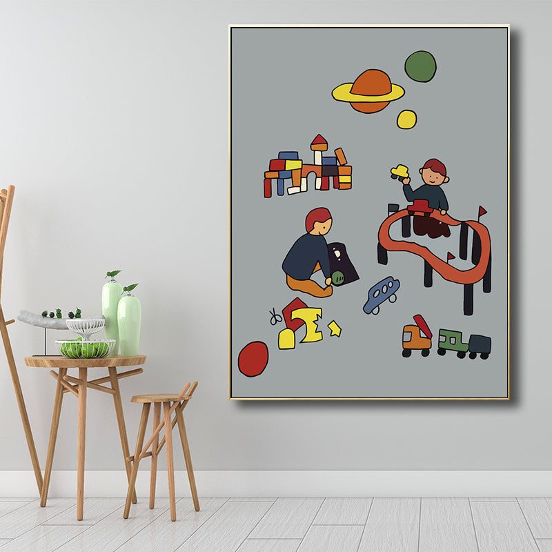 Family Moments Drawing Wall Art Pastel Canvas Print Wall Decor, Textured Surface