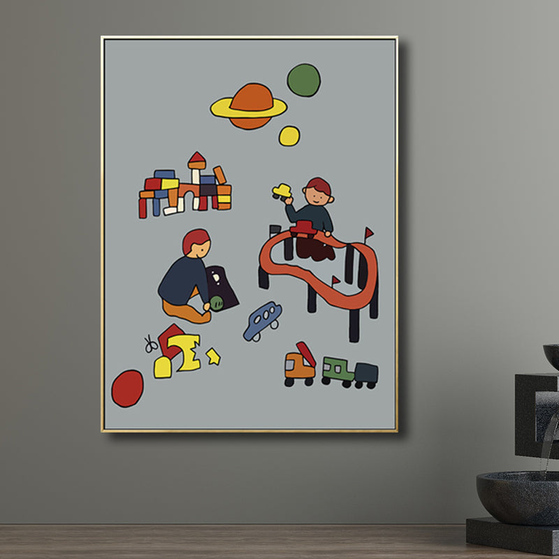 Family Moments Drawing Wall Art Pastel Canvas Print Wall Decor, Textured Surface