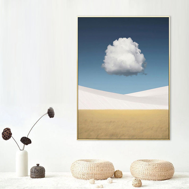 Toile imprimée nuage sur dunes du désert, décoration murale texturée nordique en couleur douce