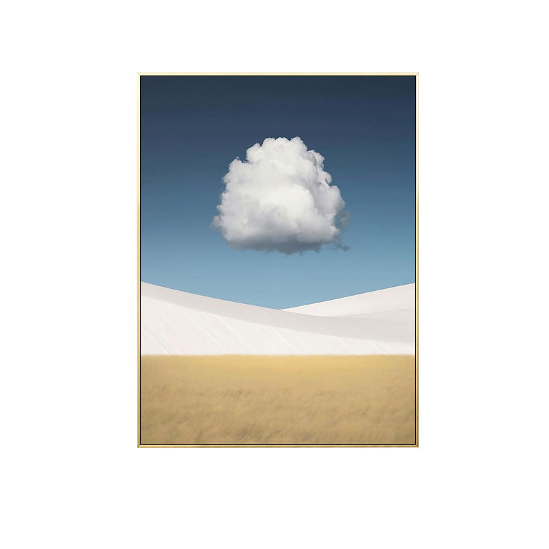 Toile imprimée nuage sur dunes du désert, décoration murale texturée nordique en couleur douce