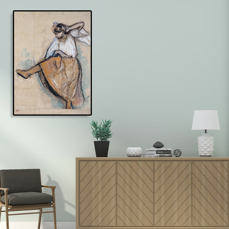 Gray Dancing Girl Painting Textured Wall Art Print for Guest Room, Multiple Sizes