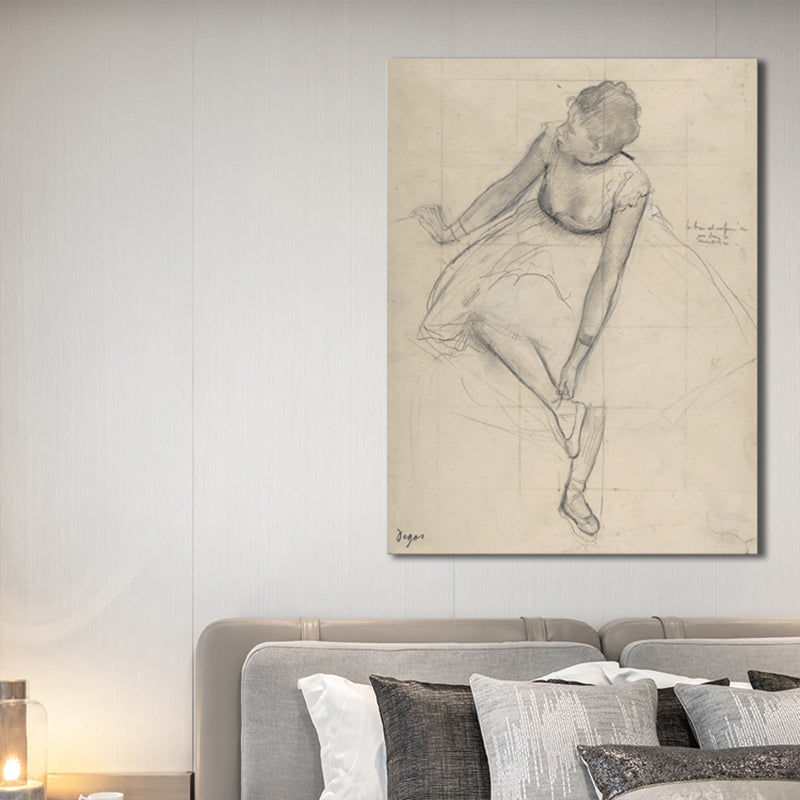 Gray Dancing Girl Painting Textured Wall Art Print for Guest Room, Multiple Sizes