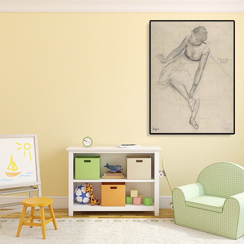 Gray Dancing Girl Painting Textured Wall Art Print for Guest Room, Multiple Sizes