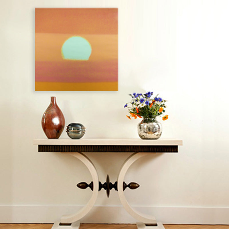 Cartoon Sunrise Canvas Print Pastel Color Textured Square Wall Art for Living Room