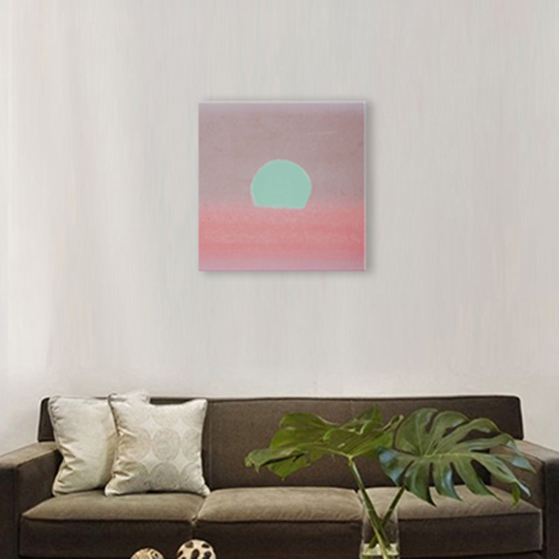 Cartoon Sunrise Canvas Print Pastel Color Textured Square Wall Art for Living Room