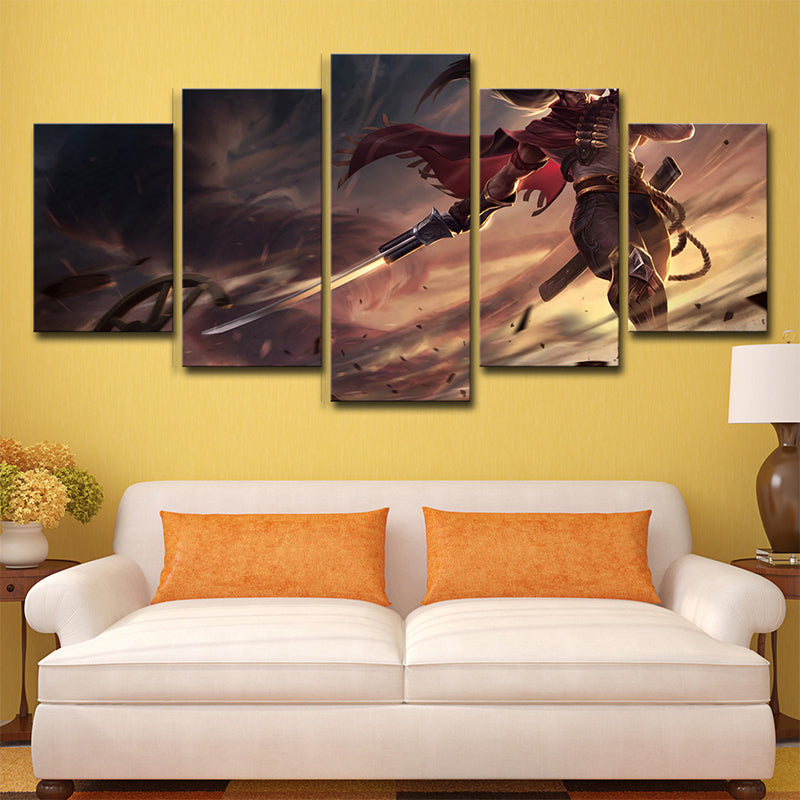 Magical League of Legends Canvas Print Boys Room Game Character Wall Art in Brown