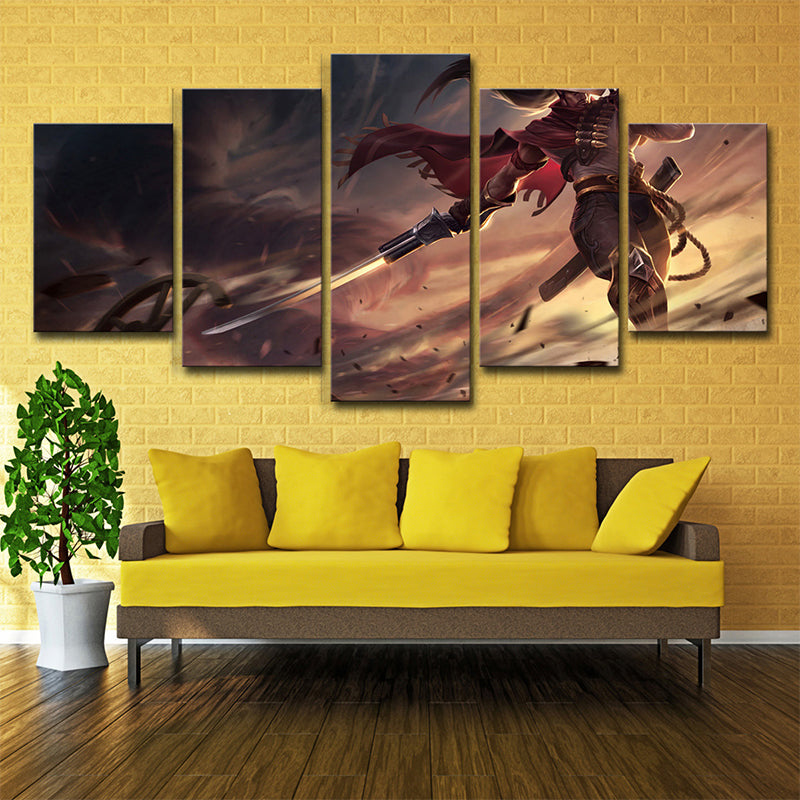 Magical League of Legends Canvas Print Boys Room Game Character Wall Art in Brown