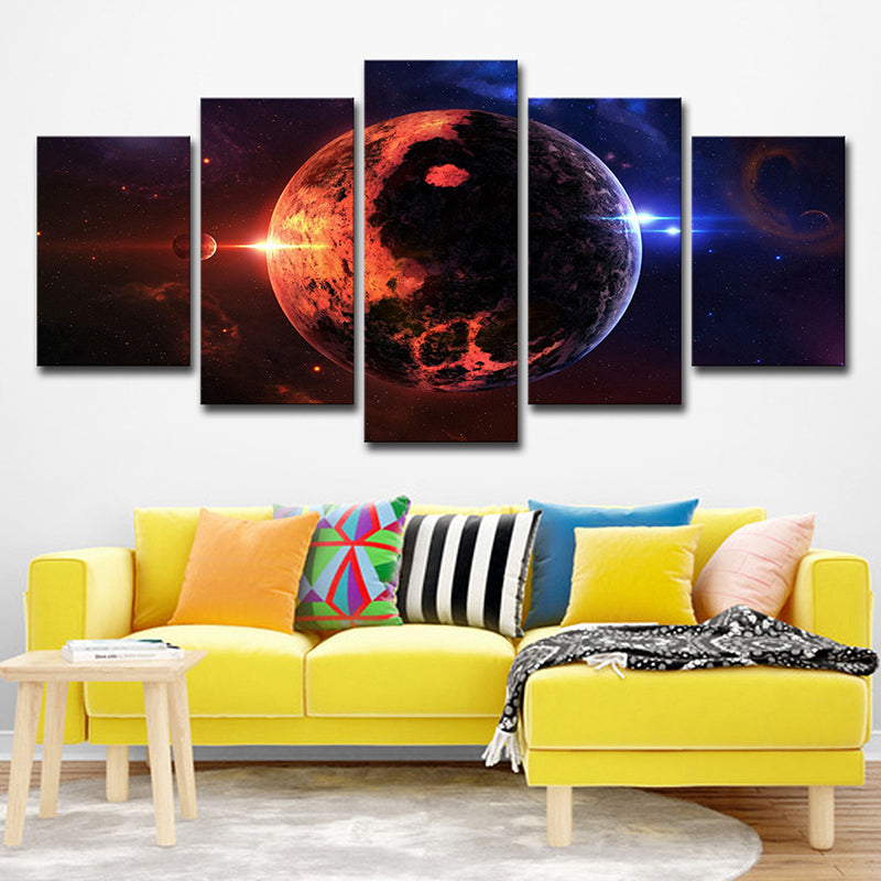 Space Planet Canvas Wall Art Science Fiction Multi-Piece Wall Decor for Kids Bedroom