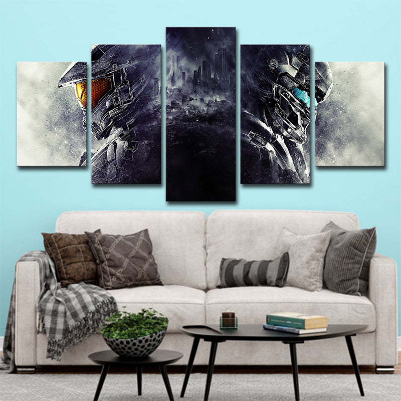 Guardians Art Print Science Fiction Cool Game Character Wall Decor in Grey-Black