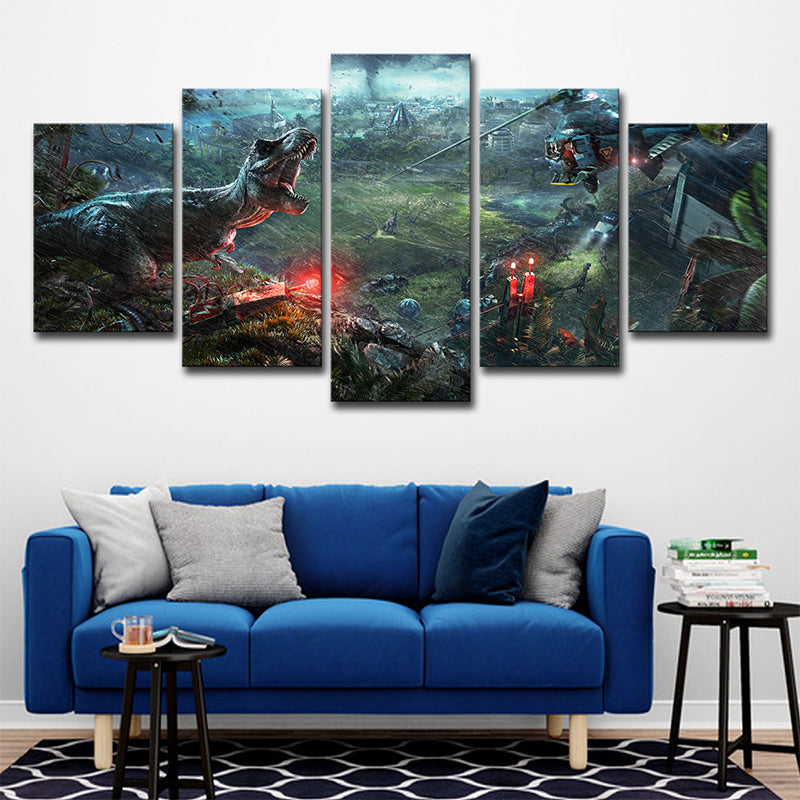 Game Jurassic World Evolution Canvas Kids Cool Warcraft World Wall Art Print in Green