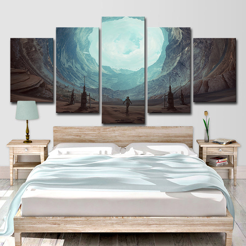 Sci-Fi Movie Astra Canvas Print House Interior Fantasy Wall Art in Blue for Decor