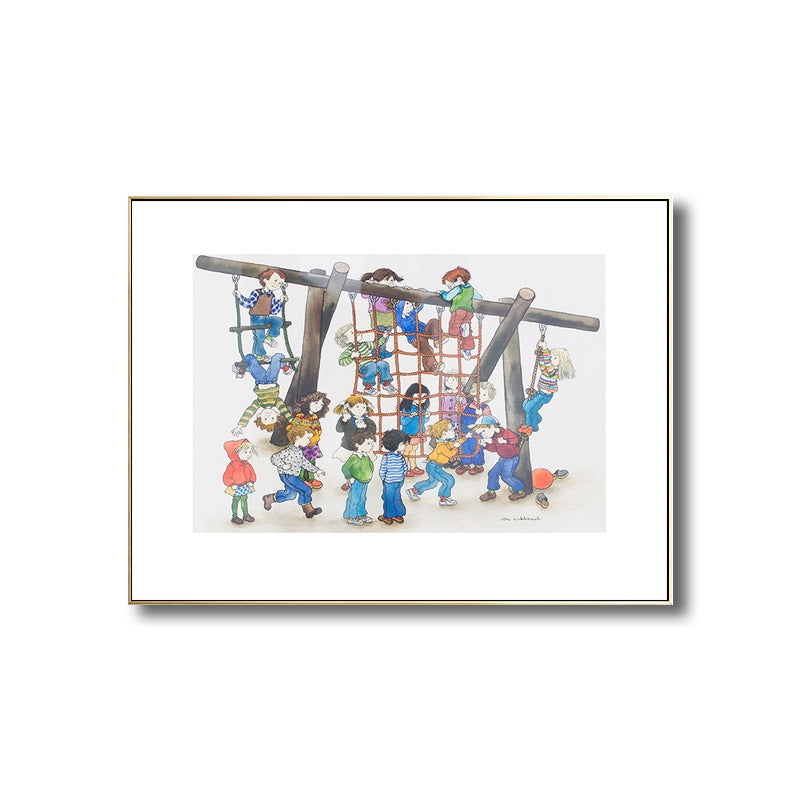 Back to Childhood Drawing Canvas Wall Art Kids Textured Wall Decoration in Soft Color