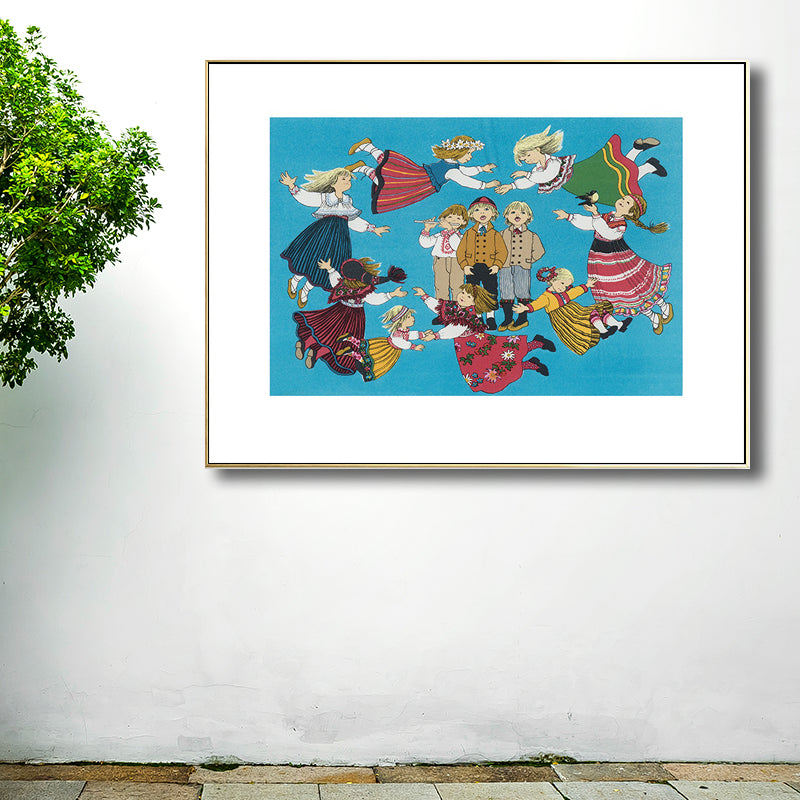 Back to Childhood Drawing Canvas Wall Art Kids Textured Wall Decoration in Soft Color