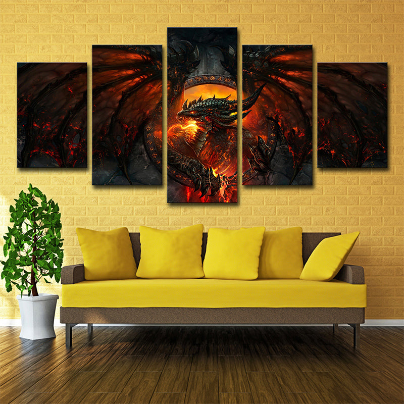 Warcraft World Magma Canvas Print Kids Style Multi-Piece Wall Art for Boys Room