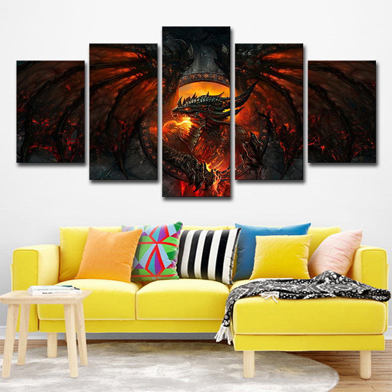 Warcraft World Magma Canvas Print Kids Style Multi-Piece Wall Art for Boys Room