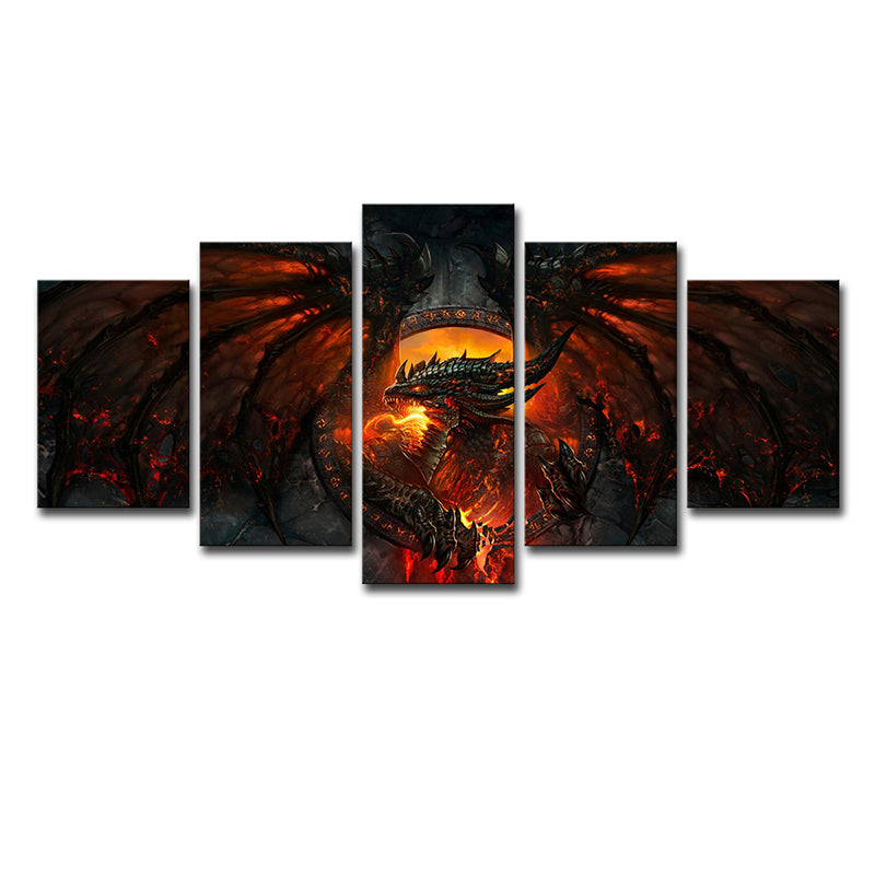 Warcraft World Magma Canvas Print Kids Style Multi-Piece Wall Art for Boys Room