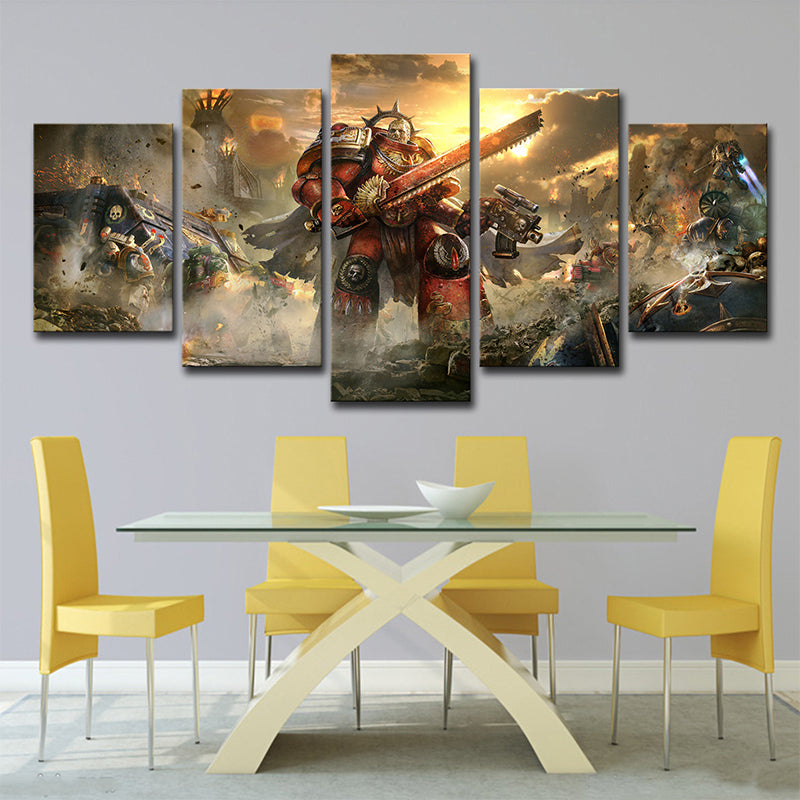 Warhammer Eternal Expedition Wall Art Yellow Kids Style Canvas Print for Boys Room