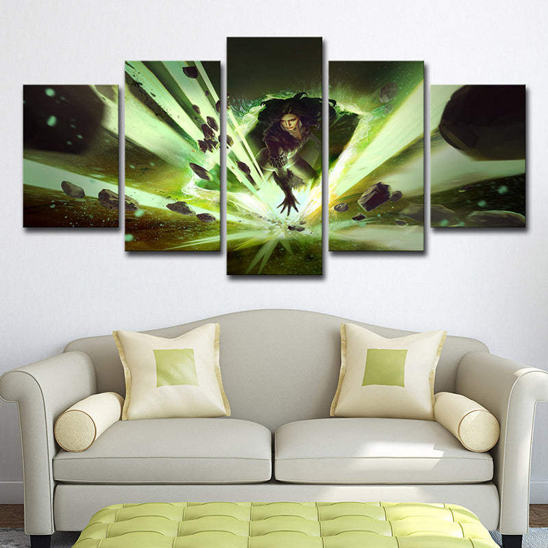 Wizard Wall Art Decor Kids Magic Game Character Canvas Print in Green for Boys Room