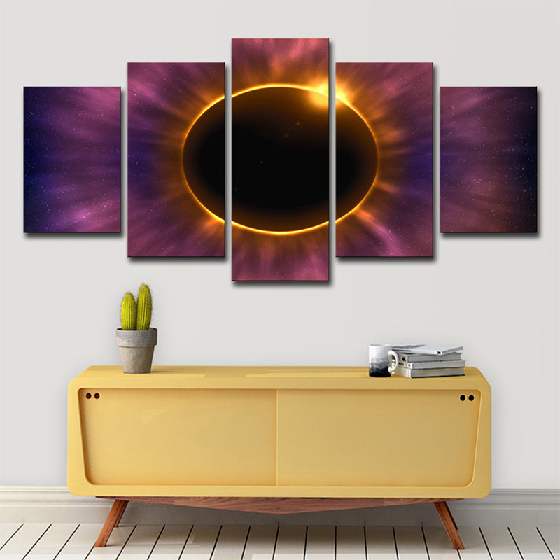 Purple Solar Eclipse Wall Art Astronomy Fictional Multi-Piece Canvas Print for Home