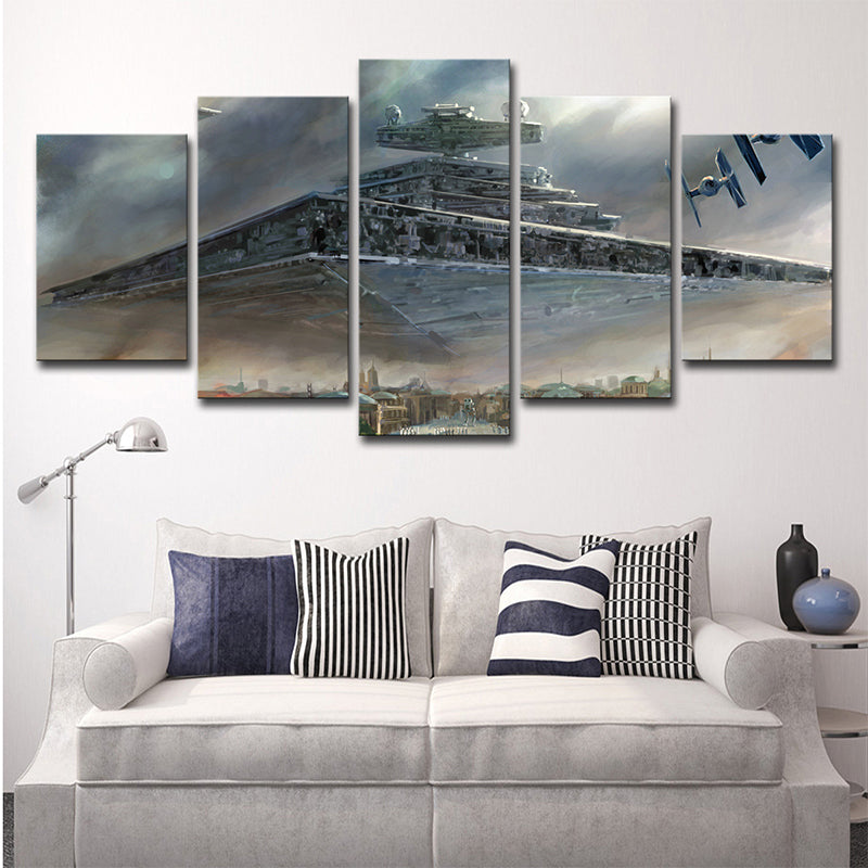 Star Wars Floating City Canvas Science Fiction Multi-Piece Wall Art Print in Brown