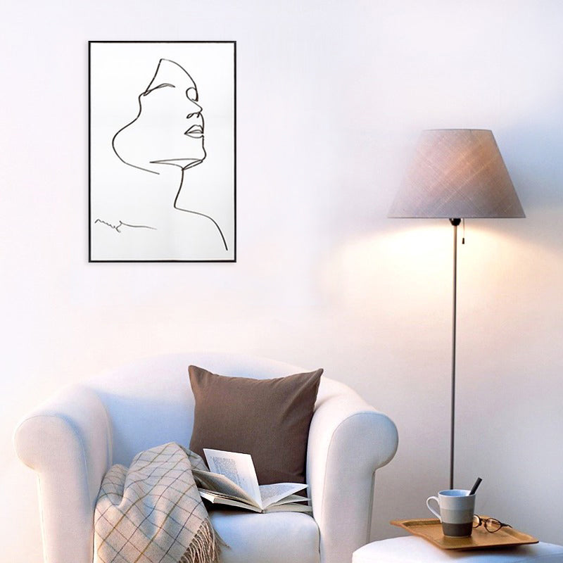 Girl Line Drawing Wall Art Minimalism Canvas Print Wall Decoration in White for Bedroom