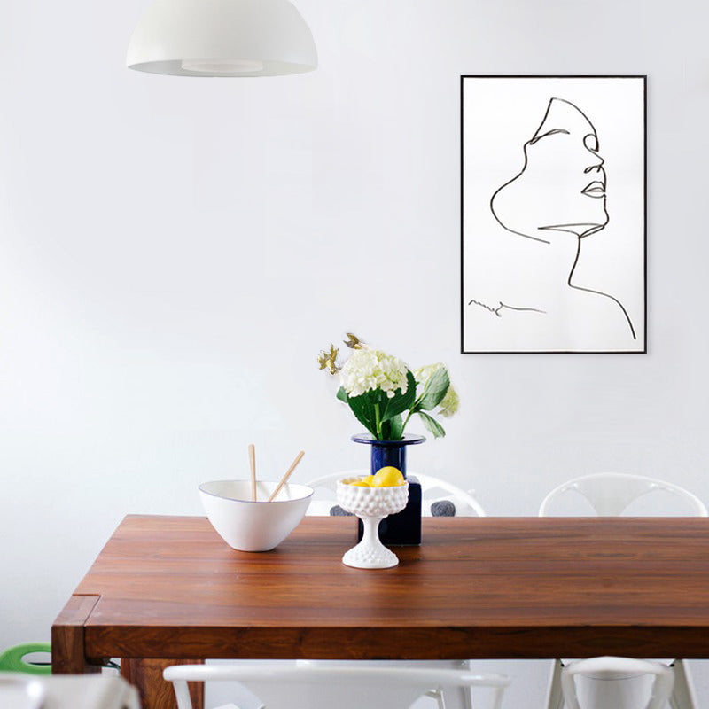 Girl Line Drawing Wall Art Minimalism Canvas Print Wall Decoration in White for Bedroom