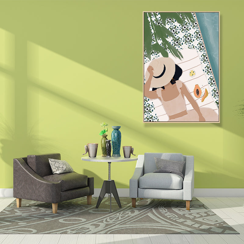 Carefree Girl Wall Decor for Living Room in Pastel Color, Multiple Sizes Available