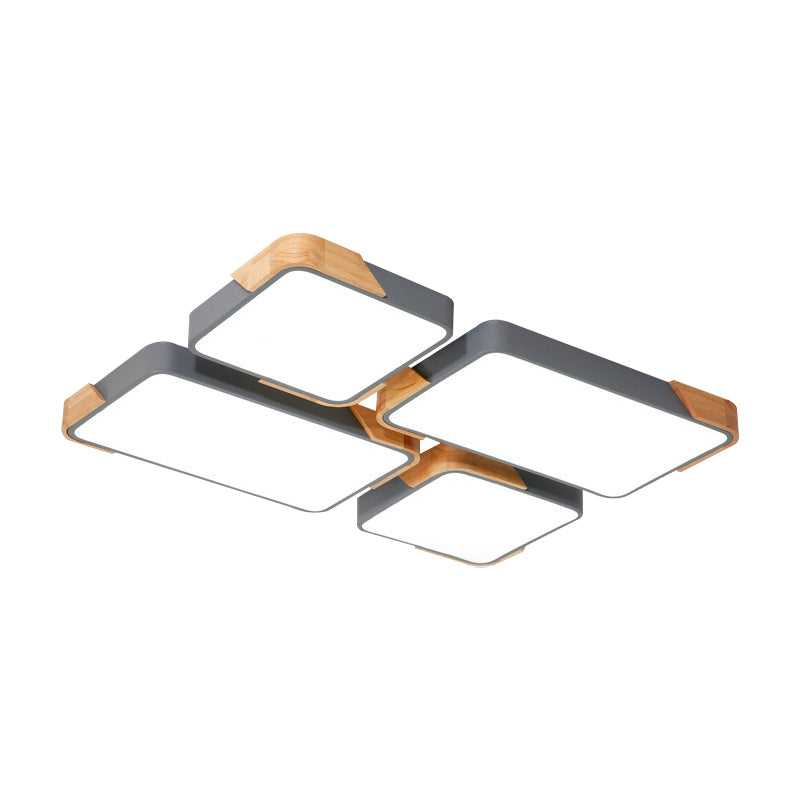 Plafonnier rectangulaire pour salon acrylique style moderne LED gris / blanc encastré plafonnier