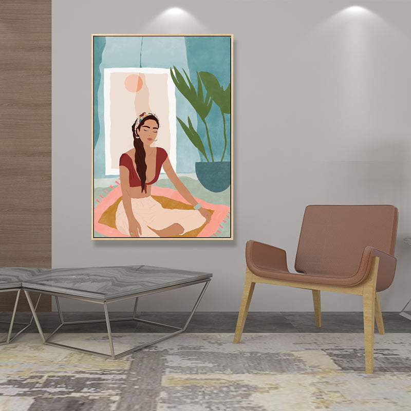 Sorgloses Mädchen-Wanddekor für das Wohnzimmer in Pastellfarben, mehrere Größen erhältlich